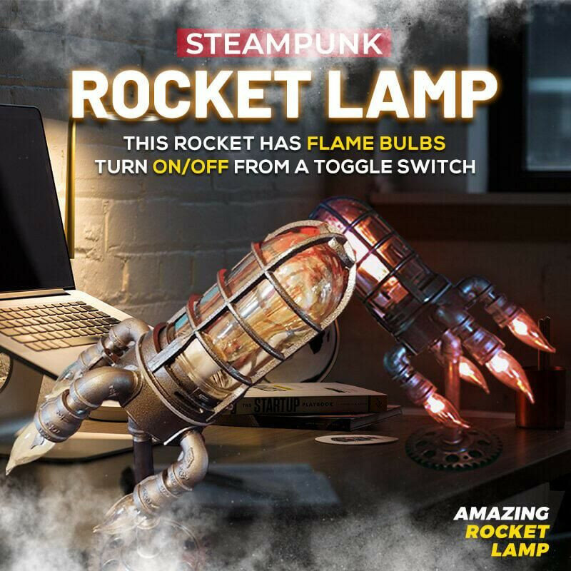 Retro Steampunk Lampu Roket LED Lampu Meja Kantor Keren Lampu Malam Roket untuk Rumah Kantor Dekorasi Desktop Hadiah H & JOY