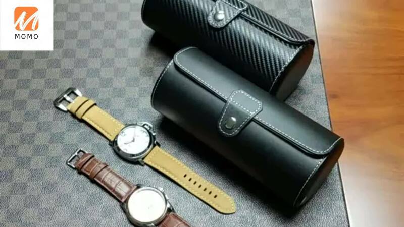 Watch Strap Case Zipper Leather Watch Band Box Carbon Fiber Material Ready to Ship