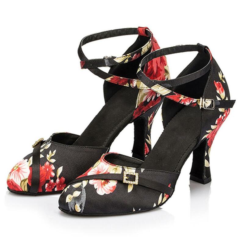 HROYL/женская танцевальная обувь; Танцевальная обувь для латинского Танго на каблуке; Обувь для бальных танцев; Шелковые свадебные вечерние туфли с принтом для сальсы; Оптовая продажа; 5-10 см