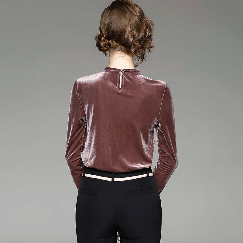 Ropa de marca para mujer, top de cuello redondo hecho a mano con cuentas, camisa de manga larga con fondo, primavera y otoño, 2021