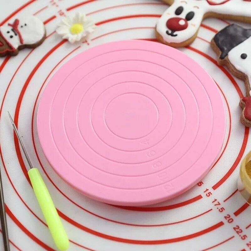 Mini mesa rotativa para bolo, acessório de cozinha rotativo para bolo com plataforma giratória de plástico