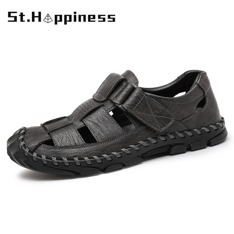 2021 Summer New Men Sandals Fashion Leather Beach Sandals Outdoor Wading Sneakers Classic Gladiator Sandals Slippers Big Size 48