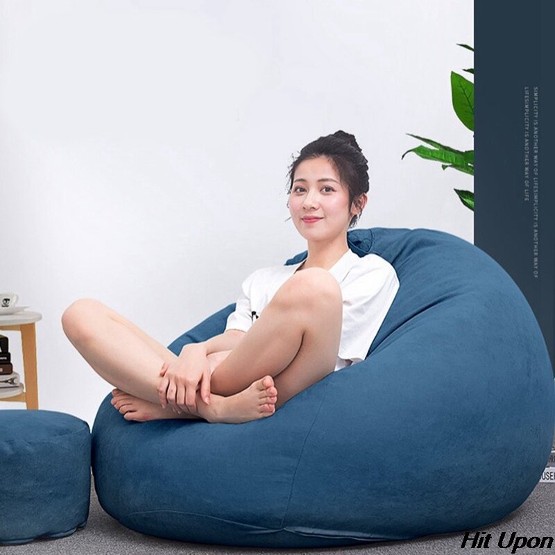 2021 Panas Besar Kecil Malas Sofa Cover Kursi Tanpa Pengisi Kain Linen Lounger Kursi Bean Bag Pouf Puff Sofa Tatami ruang Tamu