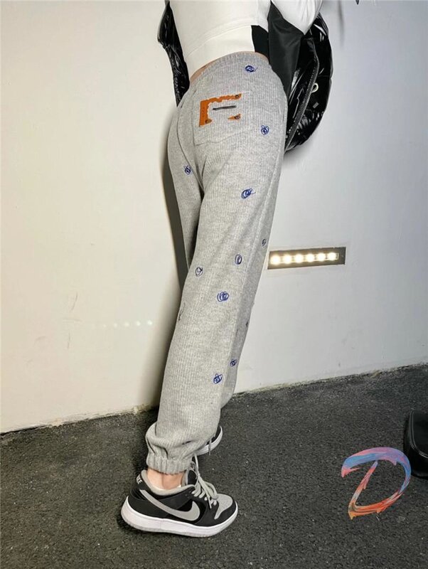 韓国版の女性用スウェットパンツ,刺繍入りの高品質カジュアルスウェットパンツ,特大