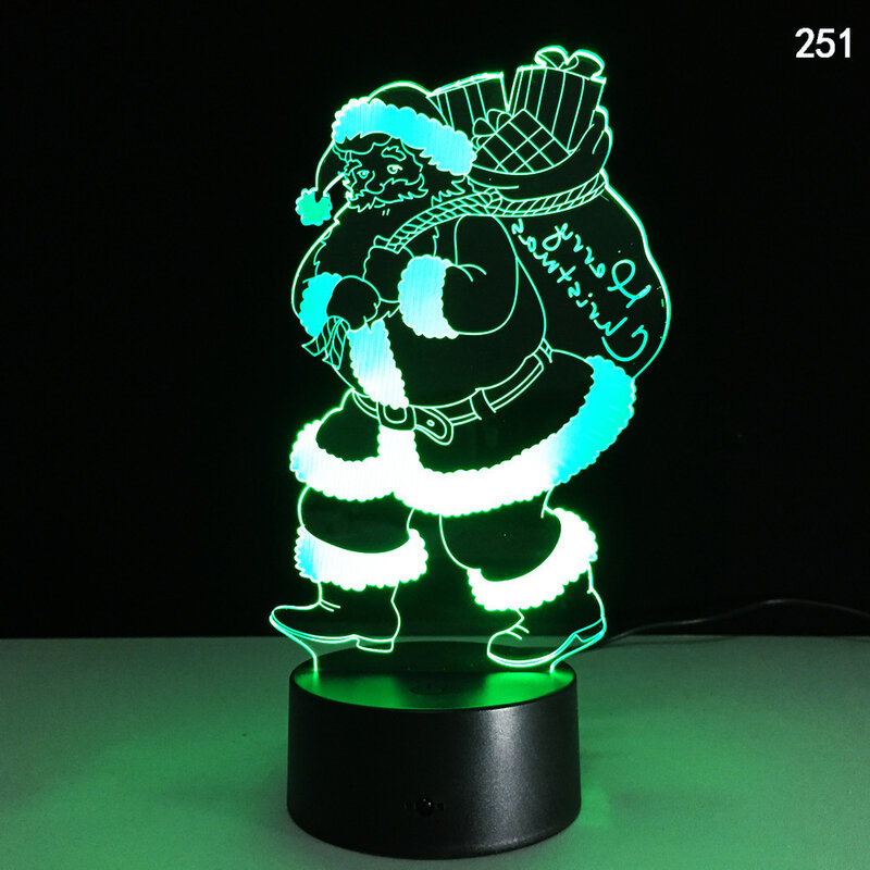 산타 클로스 램프 크리 에이 티브 Led 크리스마스 선물 침실 머리맡 장식 다채로운 테이블 램프 만화 3D 밤 빛 터치 원격