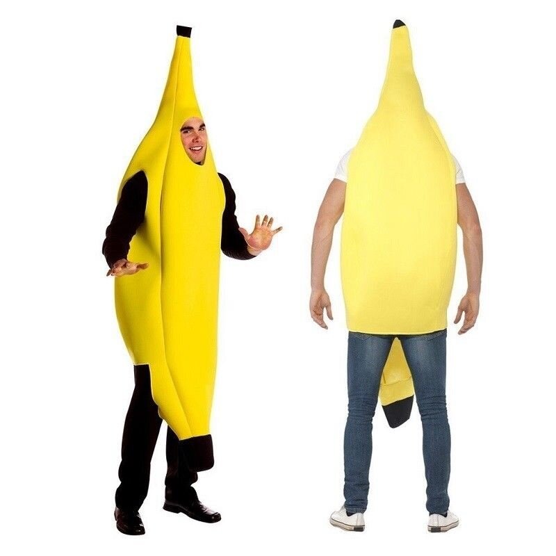 Banana unisex terno engraçado amarelo traje luz halloween fruta fantasia festa festival dança vestido traje