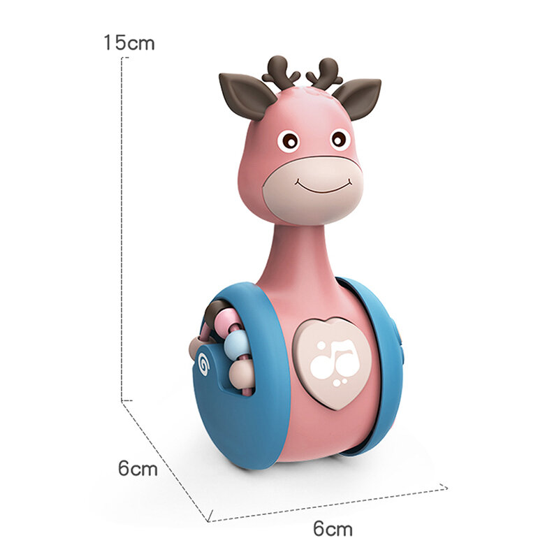 Sliding Deer Baby Tumbler Rattle Learning Education Toys Newborn Teether Infant Hand Bell Mobile Press Squeaky Roly-Poly Toy