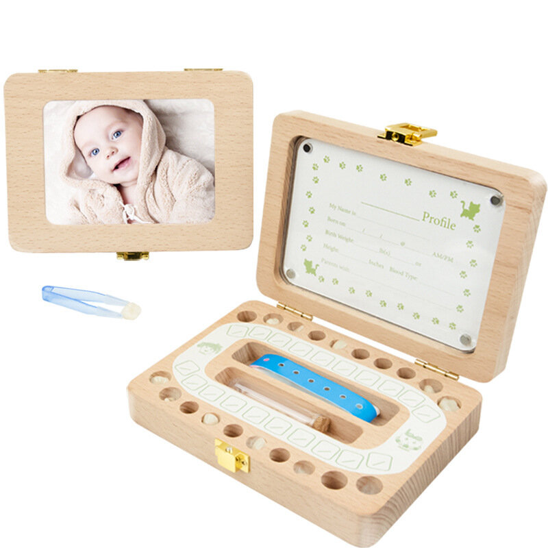 Caixa para foto de madeira para bebês, organizador de cabelo fetal, caixa de dentes para armazenamento infantil umbilical, mantém a coleta, lembrança, presente