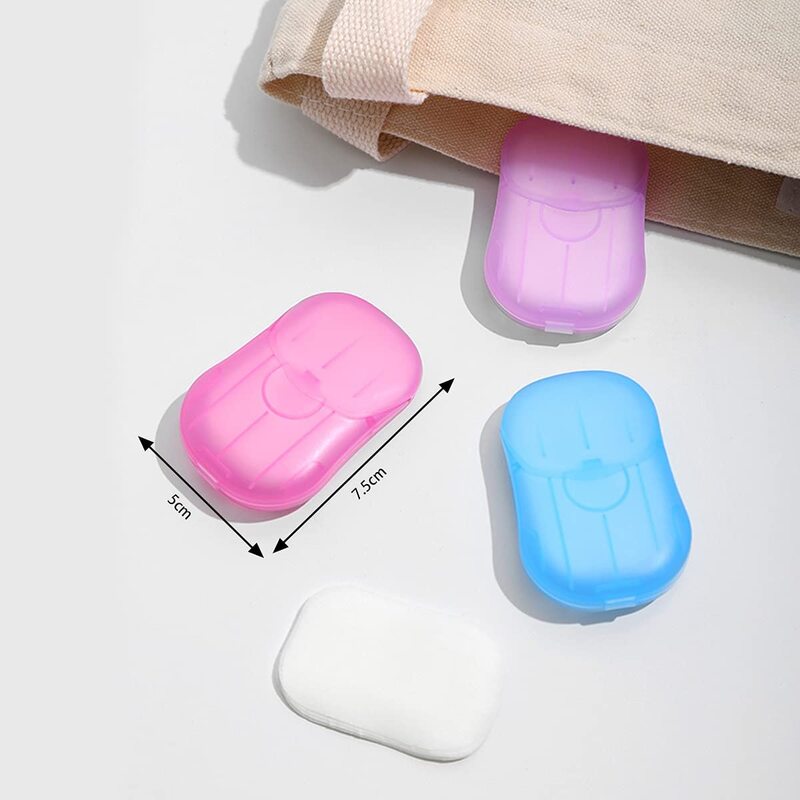 Caixa portátil para viagem, 40-120 peças, mini sabonete descartável para lavar as mão, com sabonete espumante