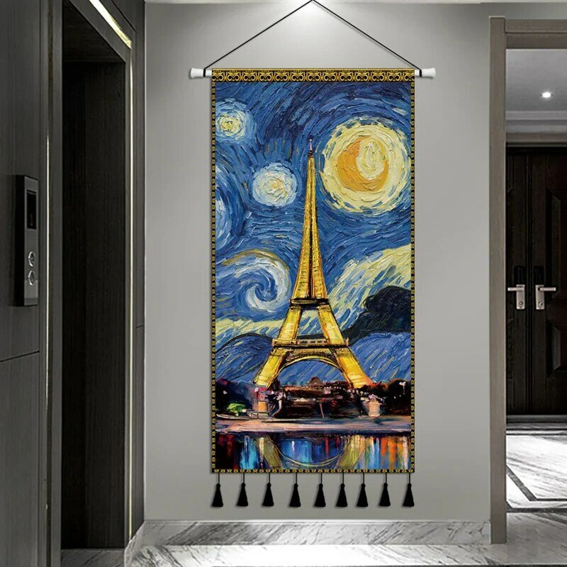 Boho Van Gogh ภาพวาดแขวน Handmade Tassels แขวนผนังผ้าห่มผ้า Home Stay Decor อุปกรณ์เสริม