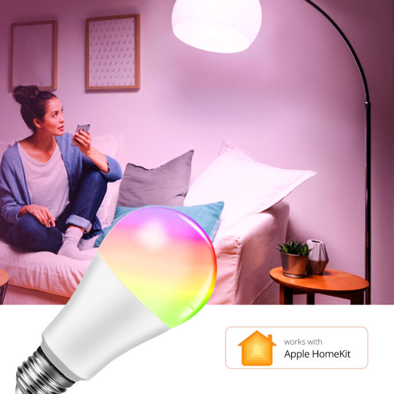 Wi fi bluetooth inteligente lâmpada de cor pode ser escurecido função temporizador lâmpada app controle remoto rgb toda a plataforma lâmpada de controle inteligente