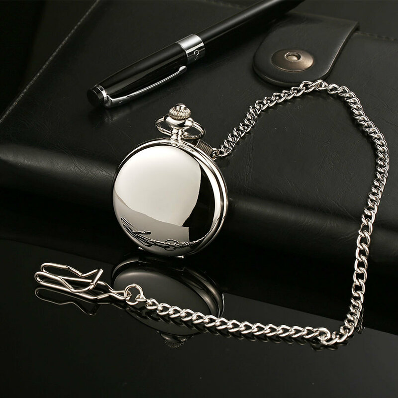 Moda 37cm corrente fob aço liso relógio de bolso quartzo do vintage roman nmber dial pingente fob relógio presentes