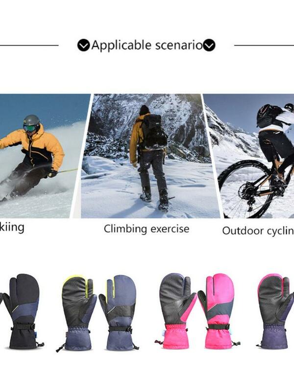 Guantes de esquí para hombre y mujer, manoplas de terciopelo cálido con pantalla táctil, frío y dedos, para otoño e invierno, novedad