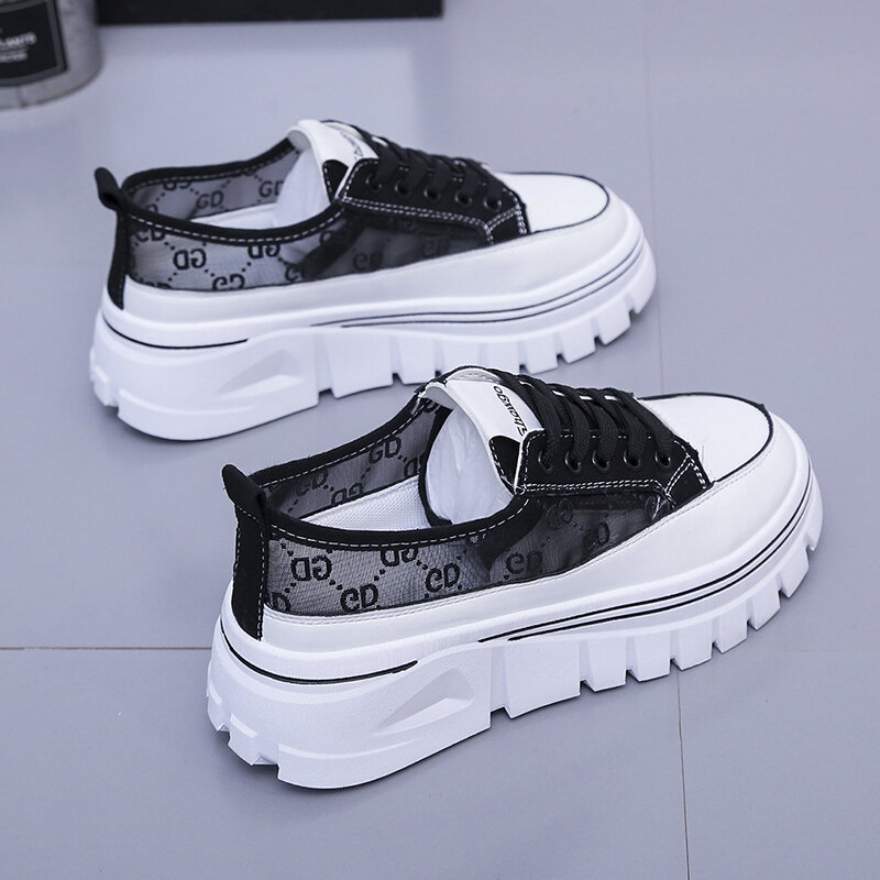 2021 Brand Sneakers Women Platform Vulcanized Shoes Fashion Breathable Thick Bottom High Top Chunky Sneakers Women Basket Femme