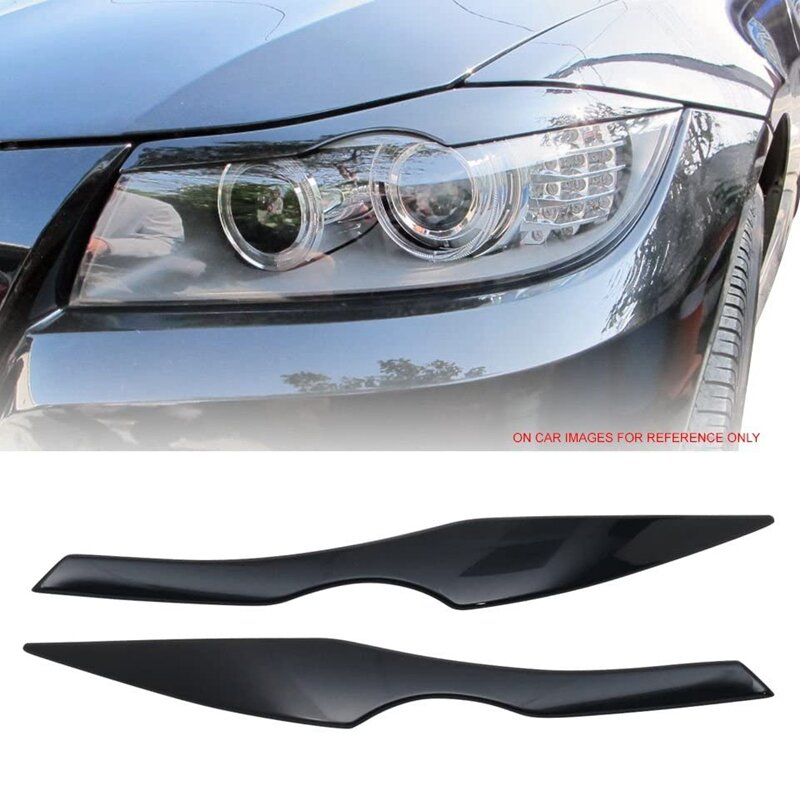Decoración de párpados de ceja, luz de tapa de faro negro para BMW E90 3 Series 320I 330I 335I 2005 - 2012