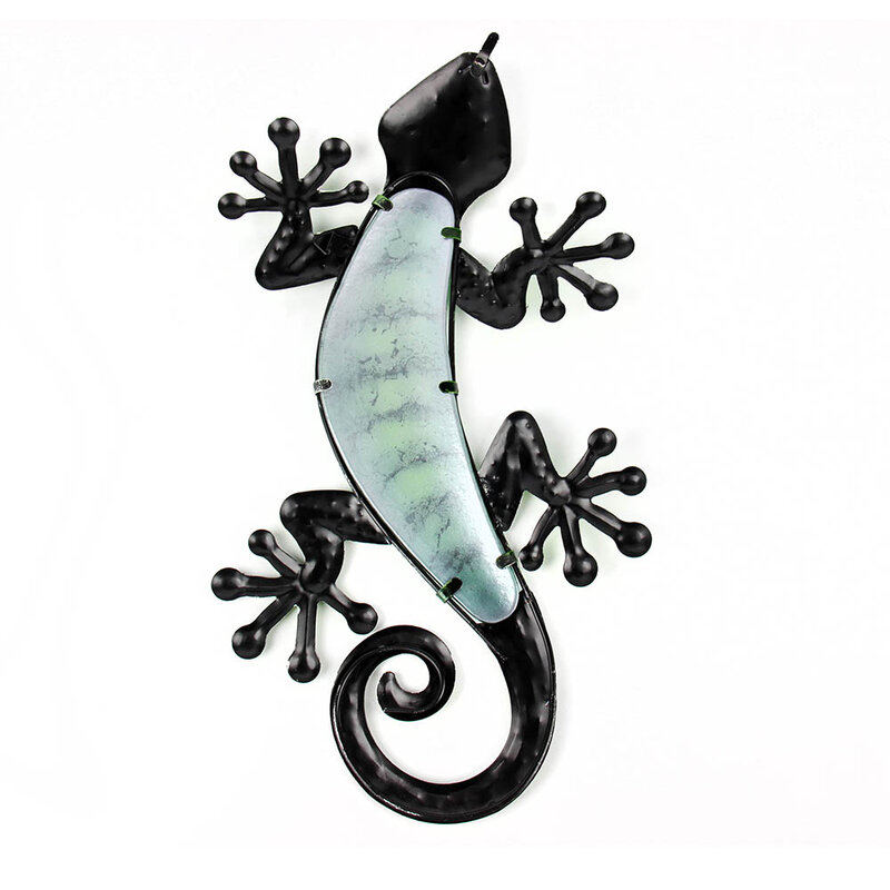 Figurines de lézard Gecko en métal, Art mural pour décoration extérieure de jardin et de maison, Sculptures d'animaux
