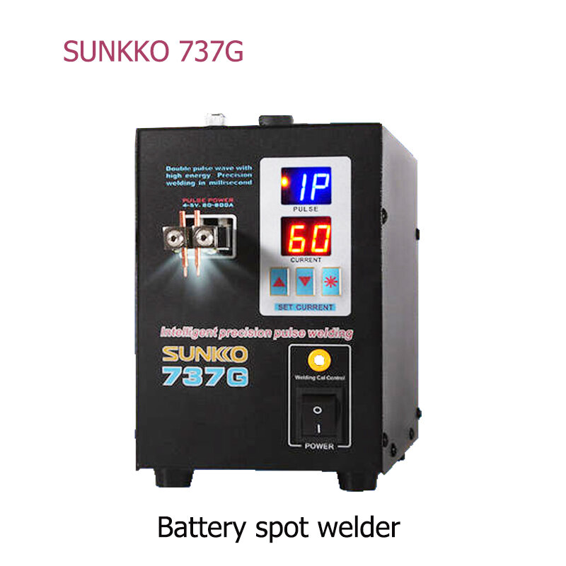 Vendita Calda Sunkko 737G Spot Saldatore 1.5kw Illuminazione a Led Doppio Display Digitale Doppio Impulso di Saldatura per 18650 Batteria