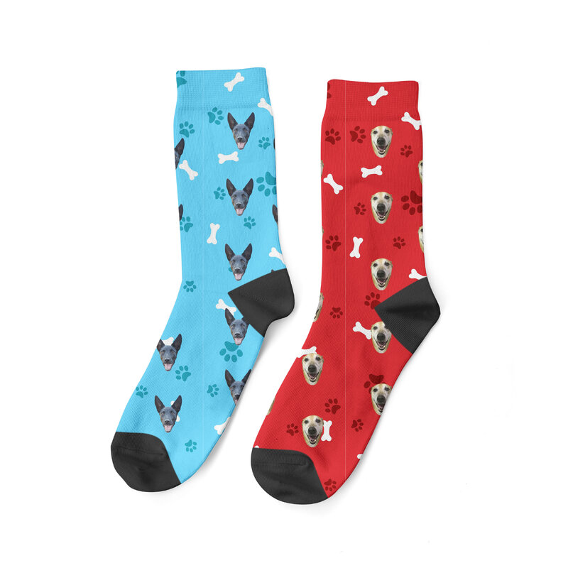 3D Printing Custom Personality Socks For Men Women Funny Pet Cat Fishbone Puppy Customized Photo Love Text Logo Cotton Socks