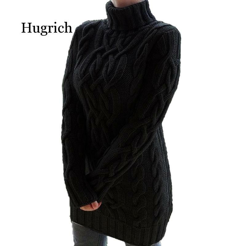 Robe pull à col roulé épais pour femme, moulante, torsadée, manches longues, tricoté, chaud, collection automne hiver 2020