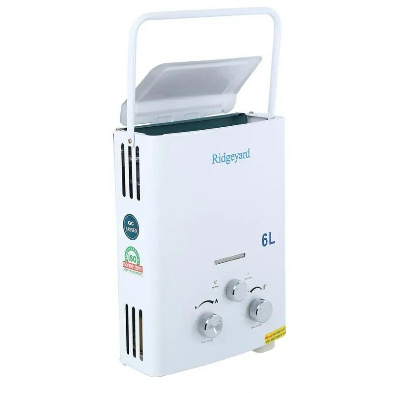Yonntech 6L Propano Gás LPG Tankless Instant Water Heater Caldeira com chuveiro Cabeça ISO Aprovado + 3000W aquecedor