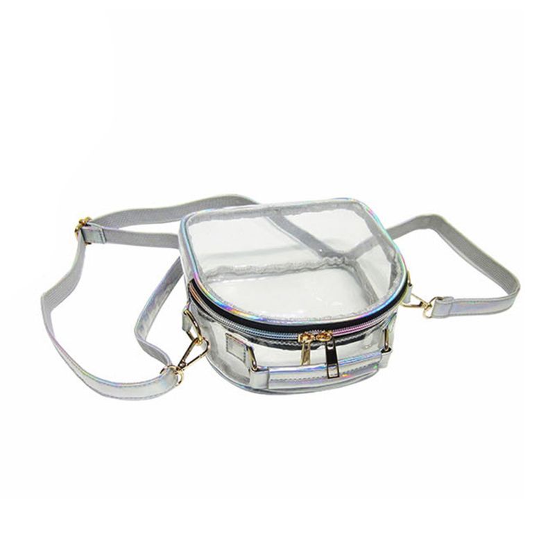 Bolsa transparente feminina, bolsa crossbody de ombro em forma oval em cores de doces