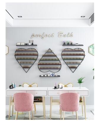 Iron Art Manicure rack, hanging heart shaped nail polish display rack, cosmetic shop nail polish wall mounted rack