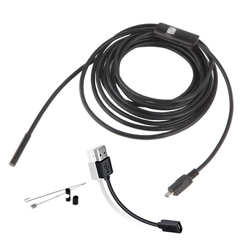 5.5mm/7mm/8mm endoscopio flessibile Mini Micro USB LED telecamera di ispezione tubo impermeabile per PC Android telefono Smartphone auto 10m