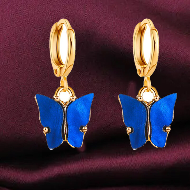 Nette Tropfen Schmetterling Form Ohrringe für Frauen Neue Mode Elegante Einfache Ohrringe für Mädchen Party Zubehör Eardrop Feine Schmuck
