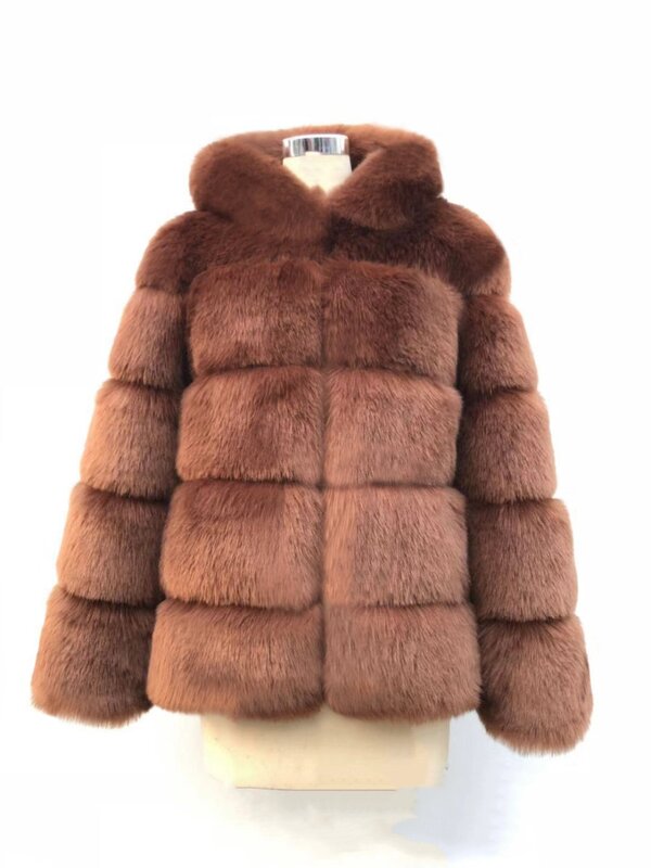Winter Warm Faux Pelz Fabrik Faux Fuchs Pelzmantel Frauen Flauschigen Künstlichen Pelz Mit Kapuze Mäntel Mantel