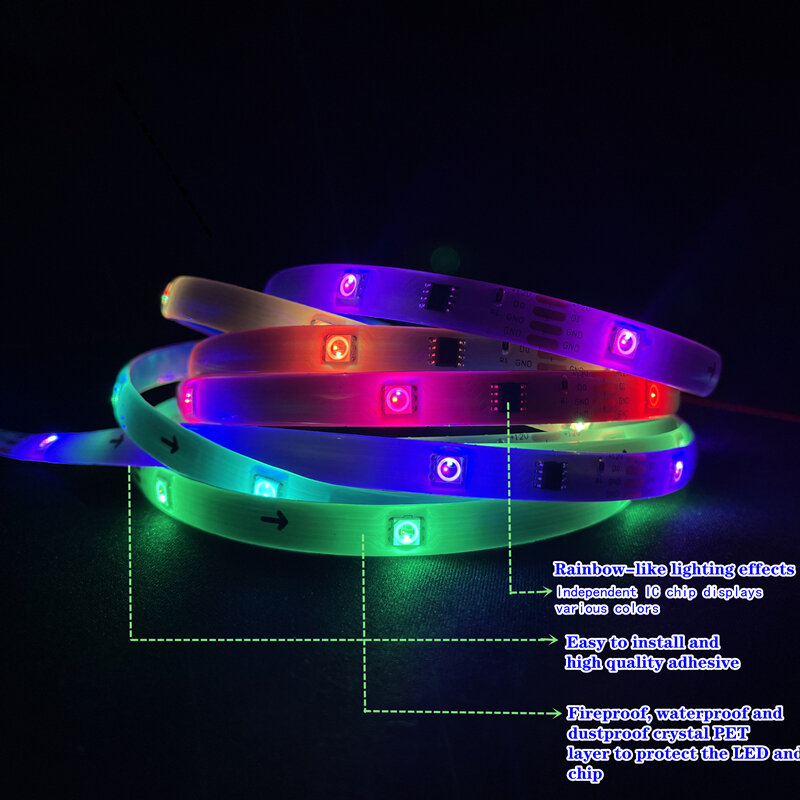 Led Strip Light RGBIC Dream สี SMD WS2811แสงตกแต่งห้องนั่งเล่นสมาร์ทยืดหยุ่นโคมไฟสายรุ้งสำหรับ Christmas Party Luz