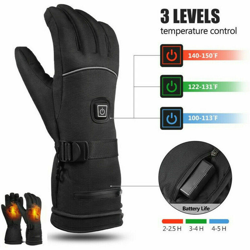 Winter Electric Heated Gloves Waterproof Motorcycle Cycling Warm Touch Screen Battery Powered Skiing Racing Riding Gloves