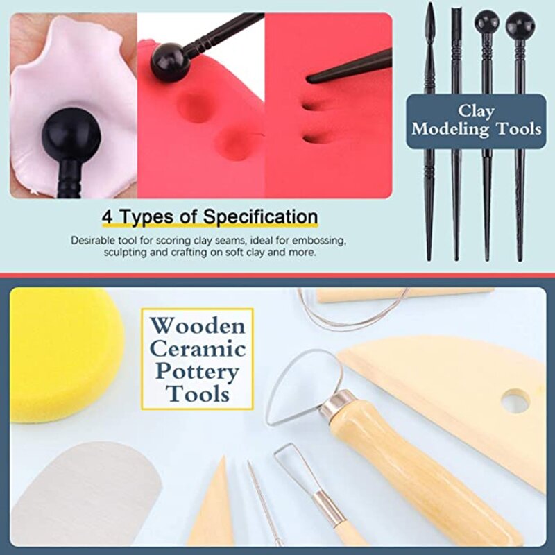 Clay Tools Sculpting Pottery Tools Polymer Modeling Clay Sculpture Set for Potte