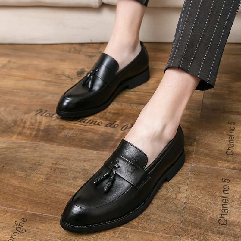 Spring autumn Men's Leather Casual Shoes Wearable Light Loafers Breathable Low Cut Designer Rubber Flats tassel loafers men