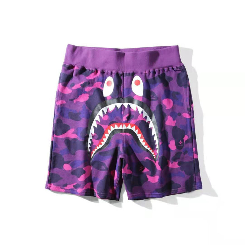 2021夏新ビーチパンツ男性の日本の潮のブランドショーツ迷彩サメの口プリントカジュアルパンツ