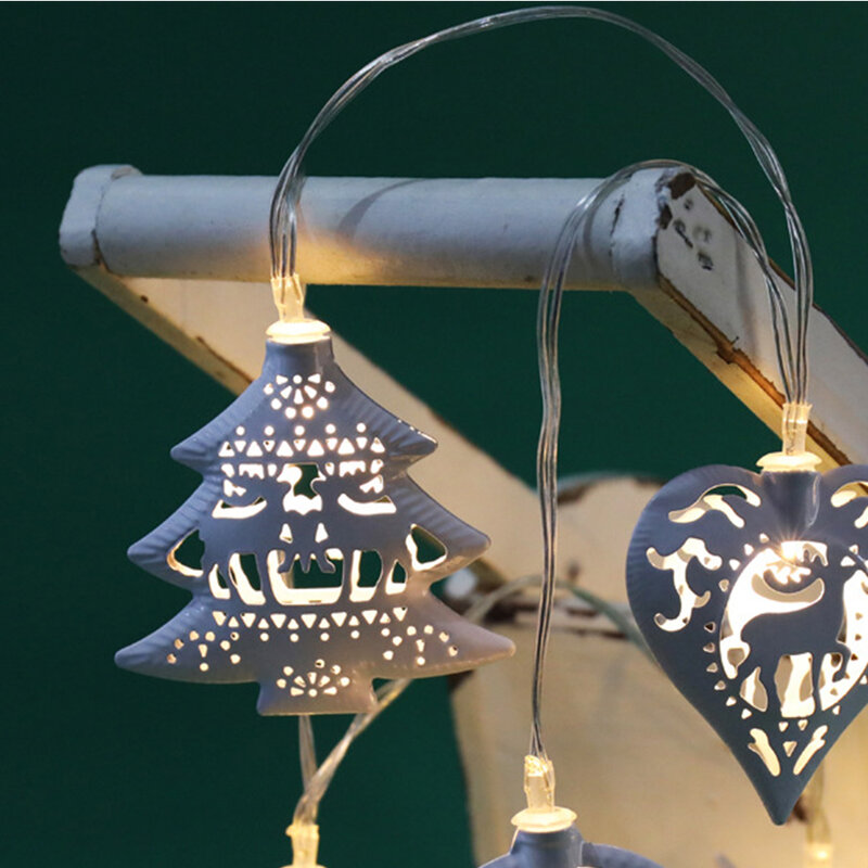 10 cuerdas de Navidad LED emisor de luz decoración navideña creativa, colgantes de hierro forjado para escaparate navideño