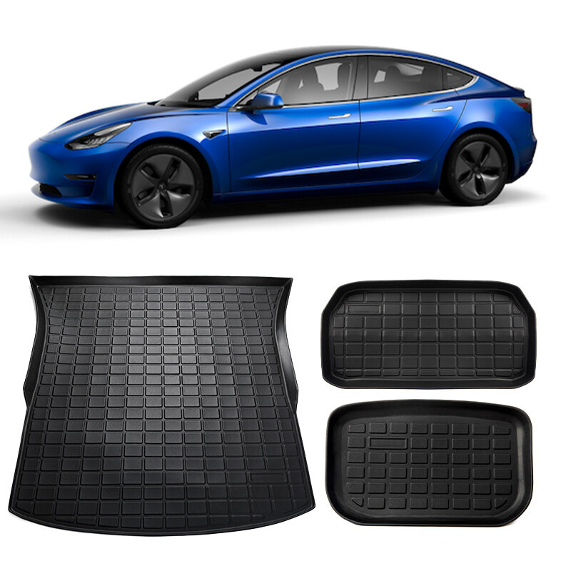 Teslaモデルy 2020-2021 tpe用のフロントとリアの荷物収納マット,防水および防塵,車用,装飾用,パレットアクセサリー
