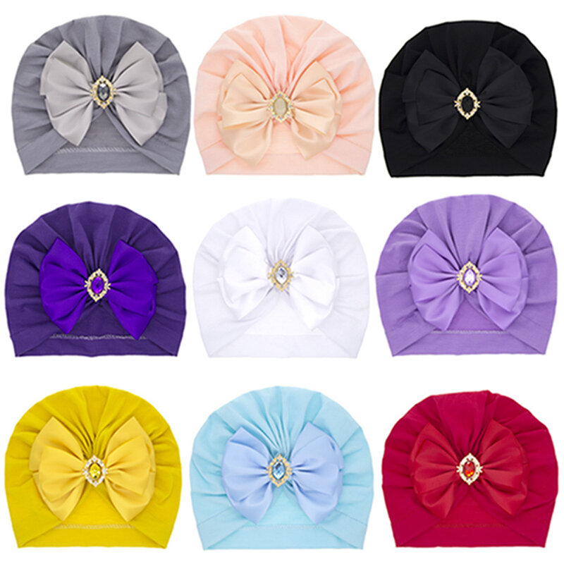 Chapeau Turban en coton doux et confortable pour bébé, couleur unie, fait à la main, nœud papillon, couvre-chef, accessoires pour cheveux, accessoires de photographie