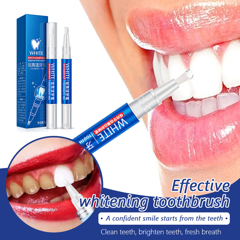 1pc 3ml popular dentes brancos clareamento caneta gel dente descorante remover manchas higiene oral casa dente branqueamento caneta venda quente