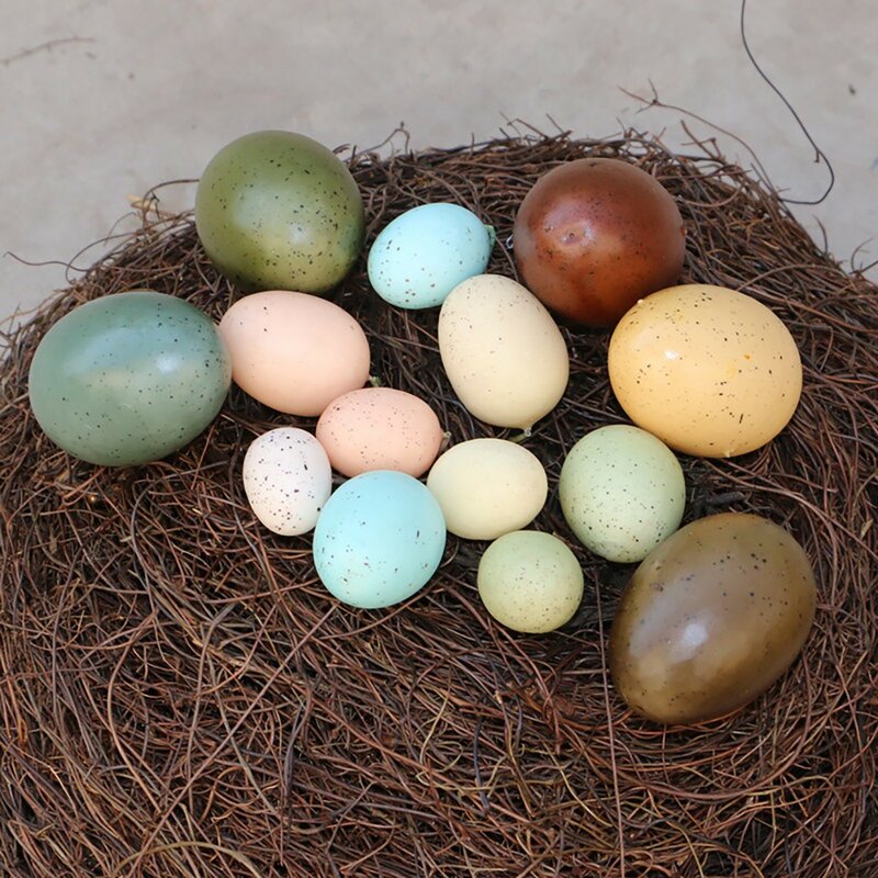 Simulation d'œufs de pâques en plastique coloré, 9 pièces, lumineux, décorations bricolage