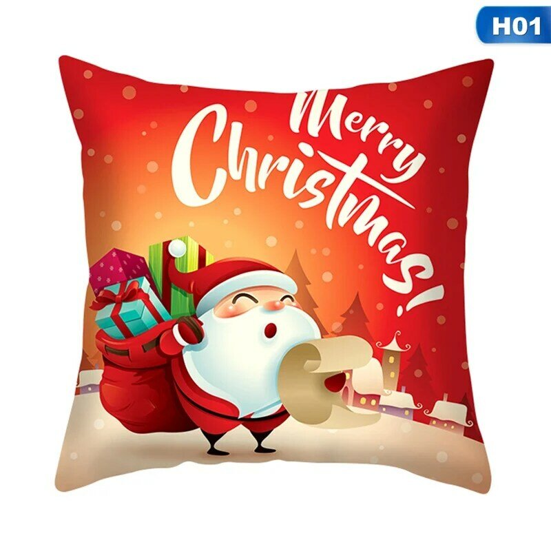 45*45Cm Kerst Kussensloop Rode Cartoon Santa Sneeuwpop Gedrukt Kussen Kussen Kussensloop Home Bedrome Sofa Decor 14 Stijl