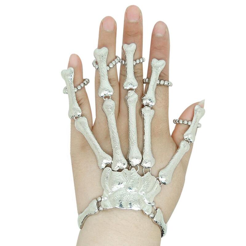 Halloween Requisiten Geschenk Spaß Nachtclub Party Punk Finger Armband Gothic Schädel Skeleton Knochen Hand Finger Armband Party Zubehör
