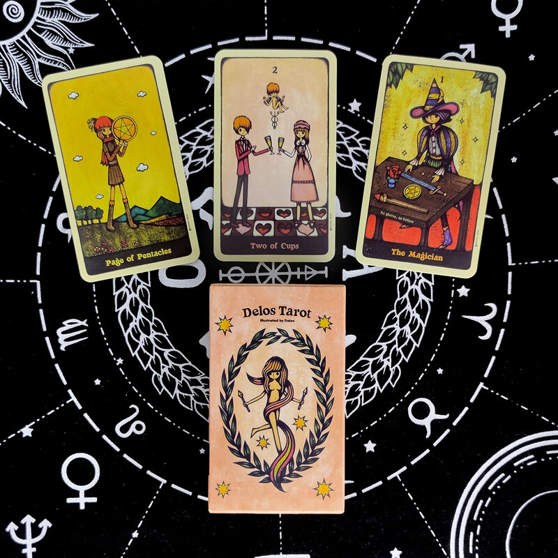 Delos Tarot Cards Prophecy Divination Deck English Version Entertainment Board Game 78 Sheets/Box