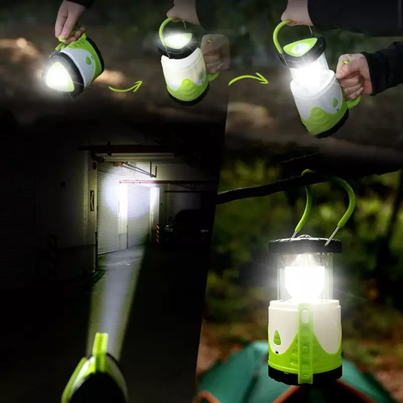 LED แบบพกพาโคมไฟฉุกเฉิน USB Rechargeable ในตัวแบตเตอรี่กลางแจ้งกันน้ำเดินป่าตั้งแคมป์ไฟฉาย