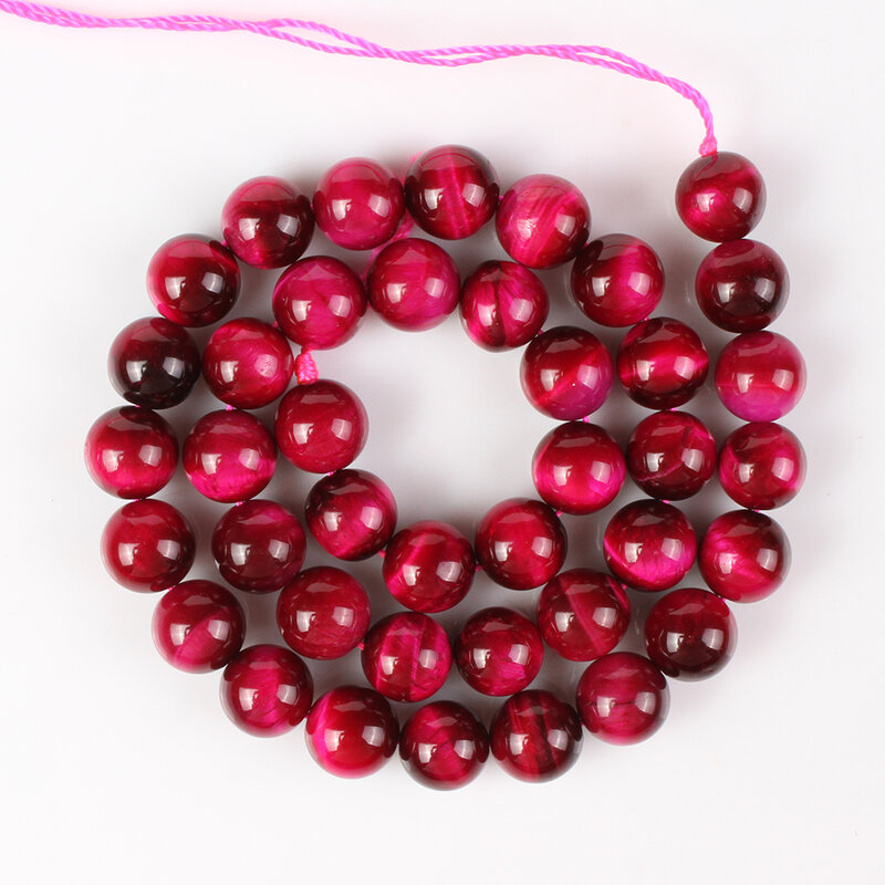 Miçangas redondas naturais com pedras preciosas finas aaa, 6 8 10 12mm, rosa, acessórios para pescoço, pulseira diy, fabricação de joias