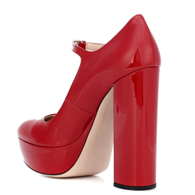 Fansaidi verão moda feminina sapatos novos elegantes saltos grossos consice bombas vermelhas à prova dwaterproof água sexy bloco saltos 41 42 43 44 45
