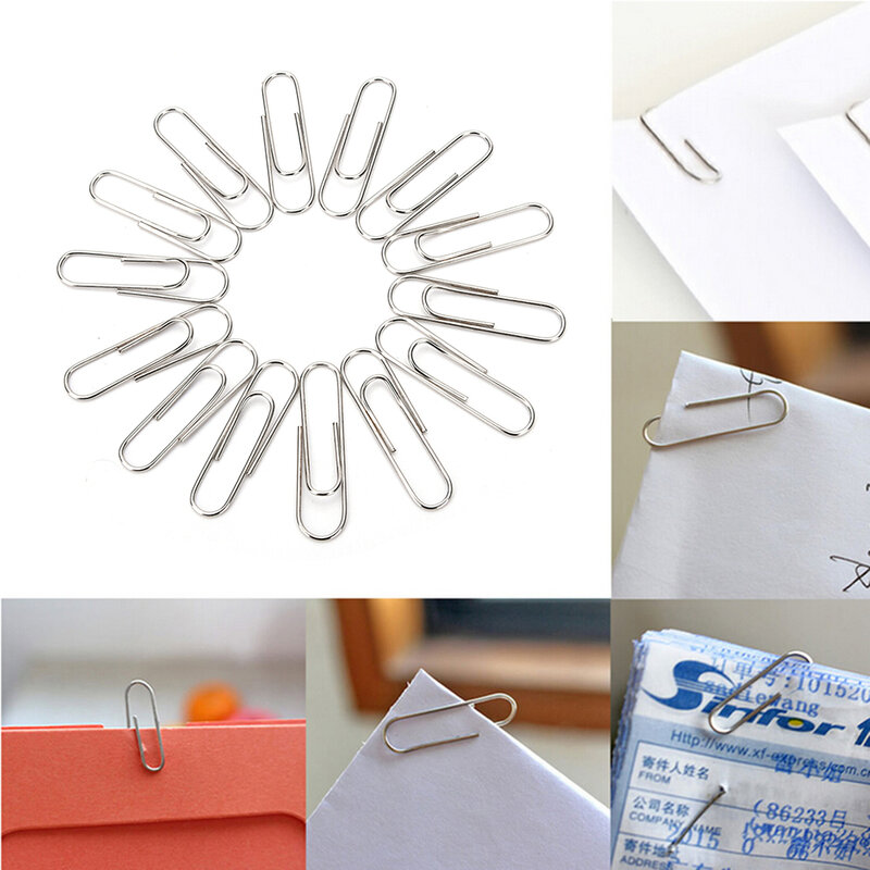 Mini Clips de papel lisos sencillos para oficina, 29mm, suministros de papelería escolar, accesorios, organizador de acero pulido, 100 Uds.