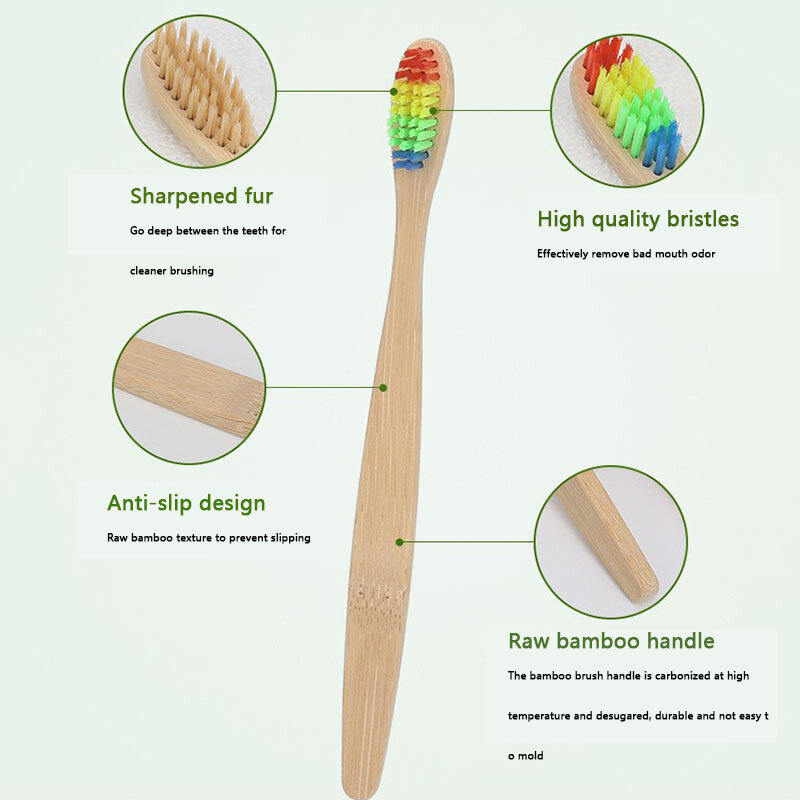 Set di 3 spazzolini da denti in bambù 