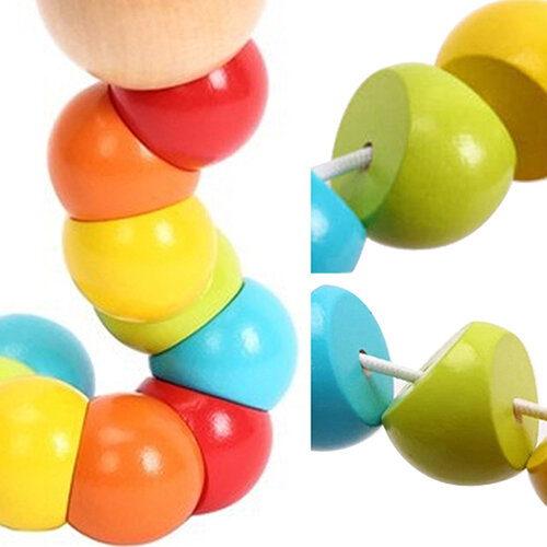 DIY Baby Child Polished Colorful Caterpillar Wooden Toy Infant Educational Xmas Gift