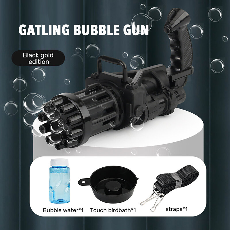 Pistola de burbujas automática Gatling para niños, juguete de burbujas de agua y jabón de verano, 10 agujeros