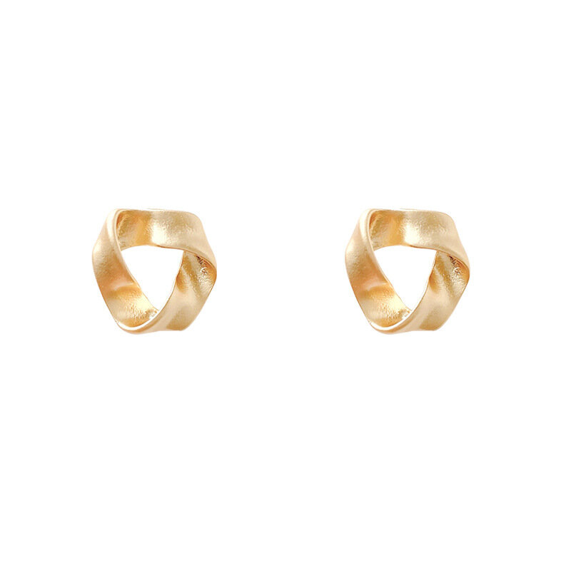  Temperament Retro Dumb Gold Earrings Female Design Sense Earrings Travel Souvenir Cold Wind Ear Jewelry